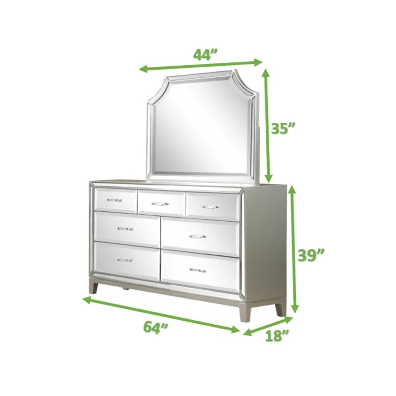 6 PC Mirror Front Bedroom set