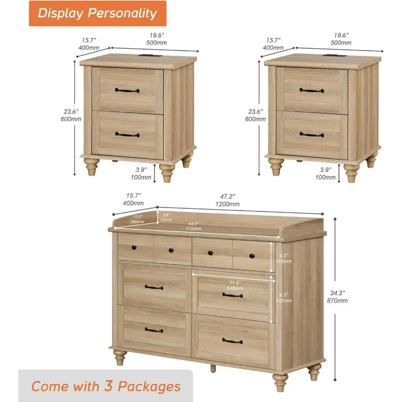 3 Piece Dresser and Nightstand Sets