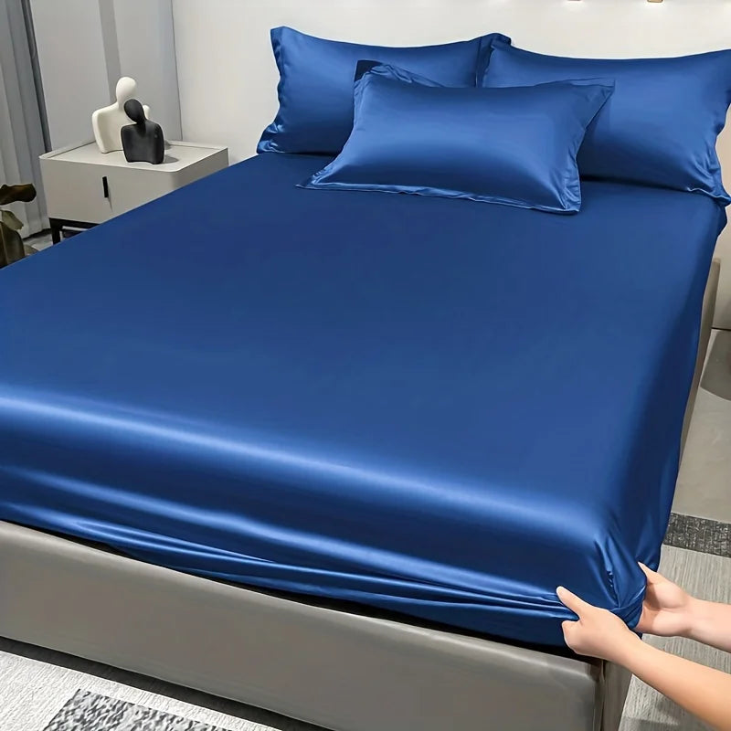 Satin Solid Color Fitted Sheet