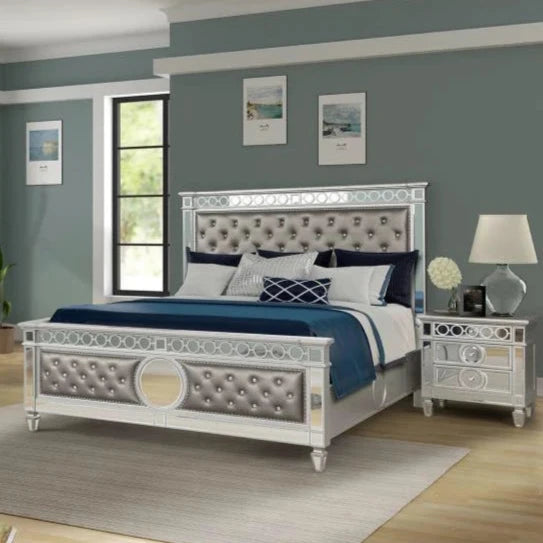 Modern Style Mirror Front King Bed Frame