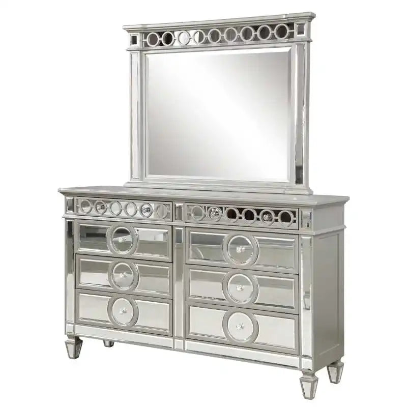 Modern Style Mirror Front King Bed Frame