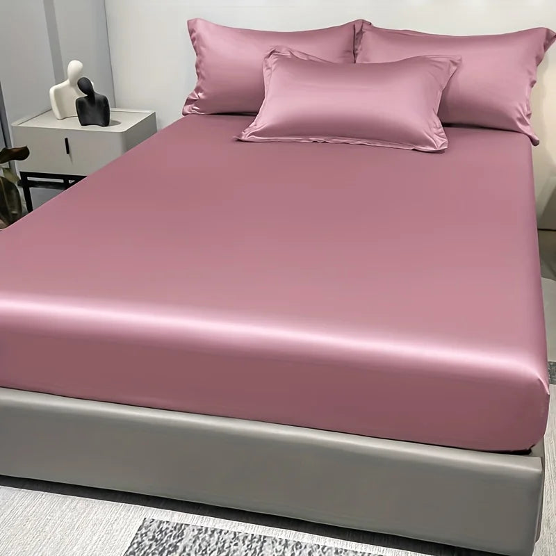 Satin Solid Color Fitted Sheet