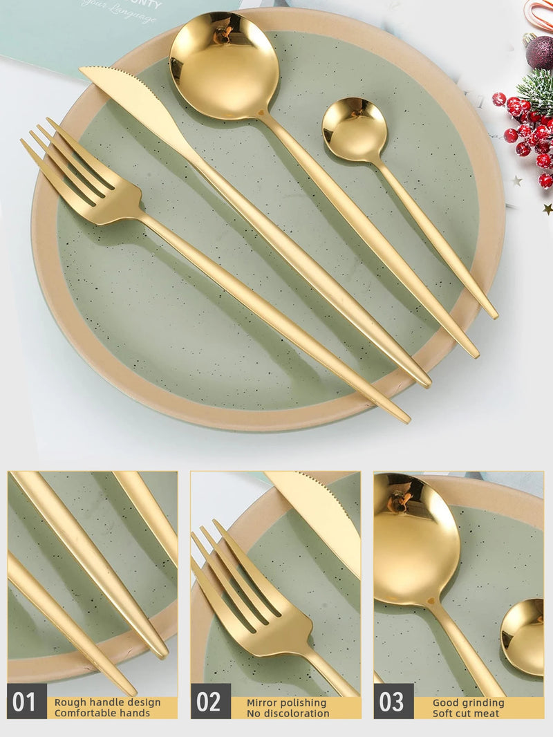 24pcs Gold Dinnerware Set