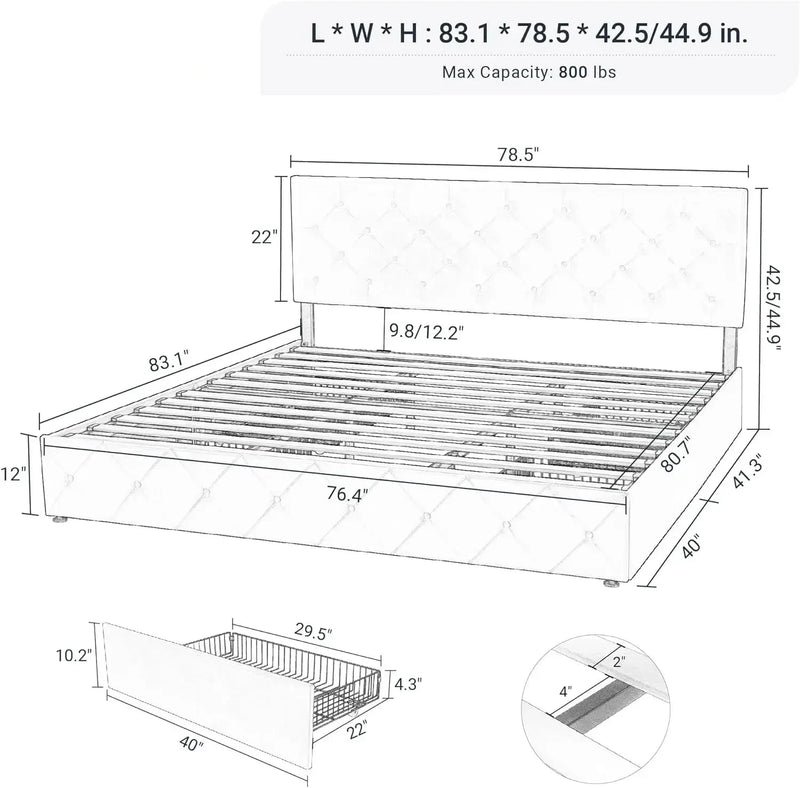 King Size Platform Bed Frame