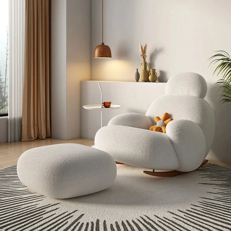 Fluffy White Living Room Chair