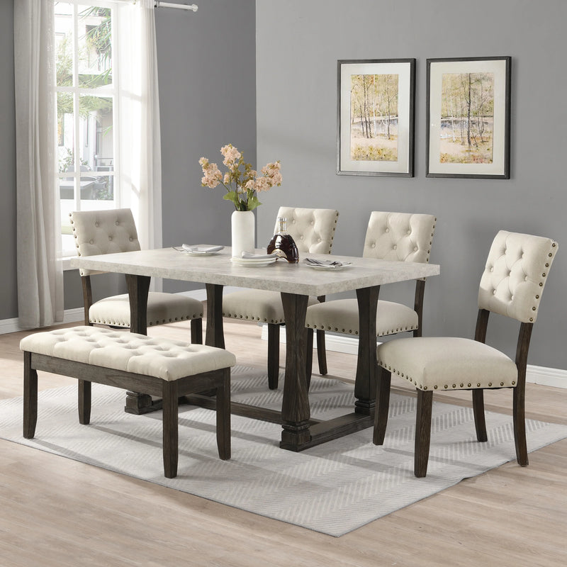 60-inch Dining Table Set for 6 Chairs