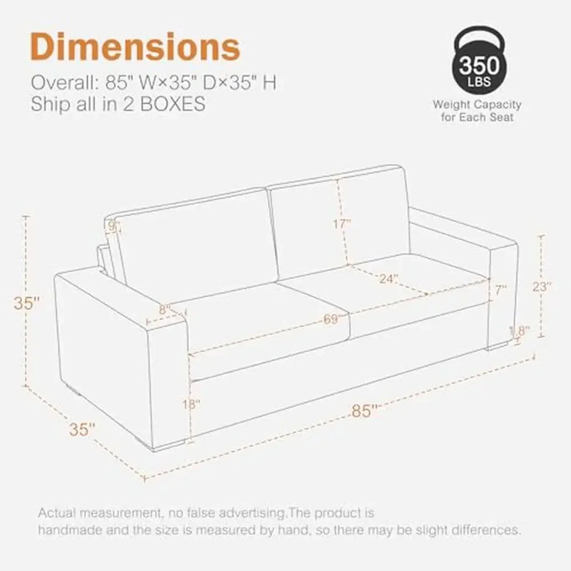 Upholstered Oversized 3-Seater Sofa