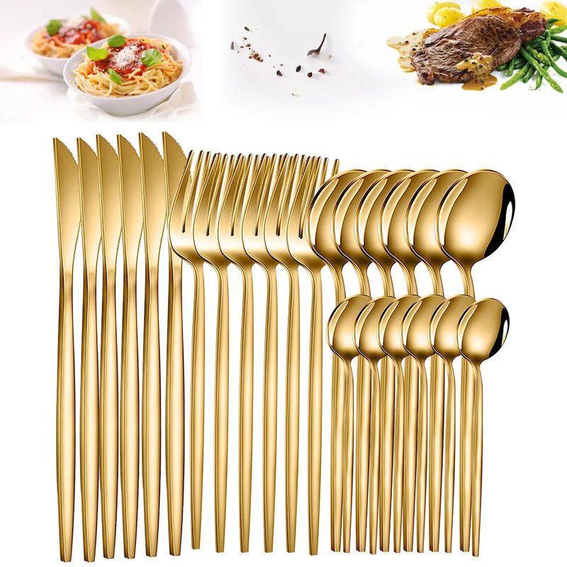 24pcs Gold Dinnerware Set