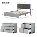 Queen Size Upholstered Bed with LED Lights