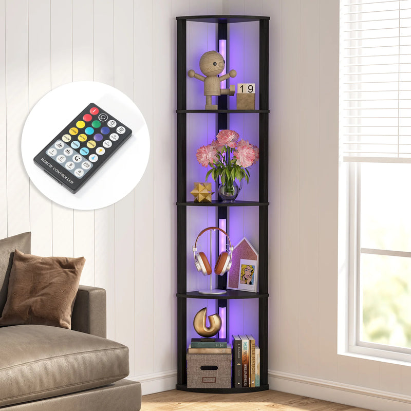 Tribesigns Corner Display Shelf with LED Lighting