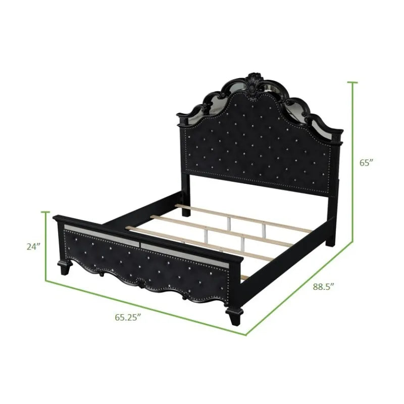 Queen Bed Frame with Tufted Upholstery