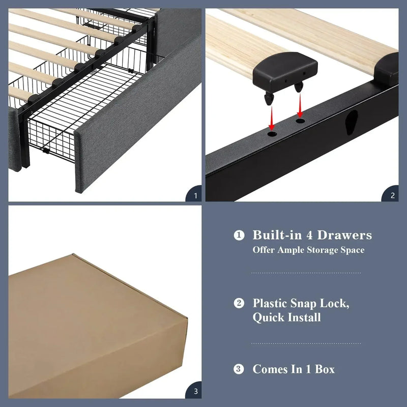 King Size Upholstered Bed Frame