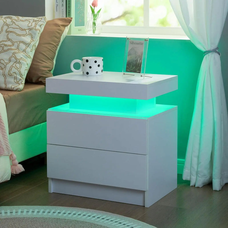 LED Nightstands with 2 Drawers